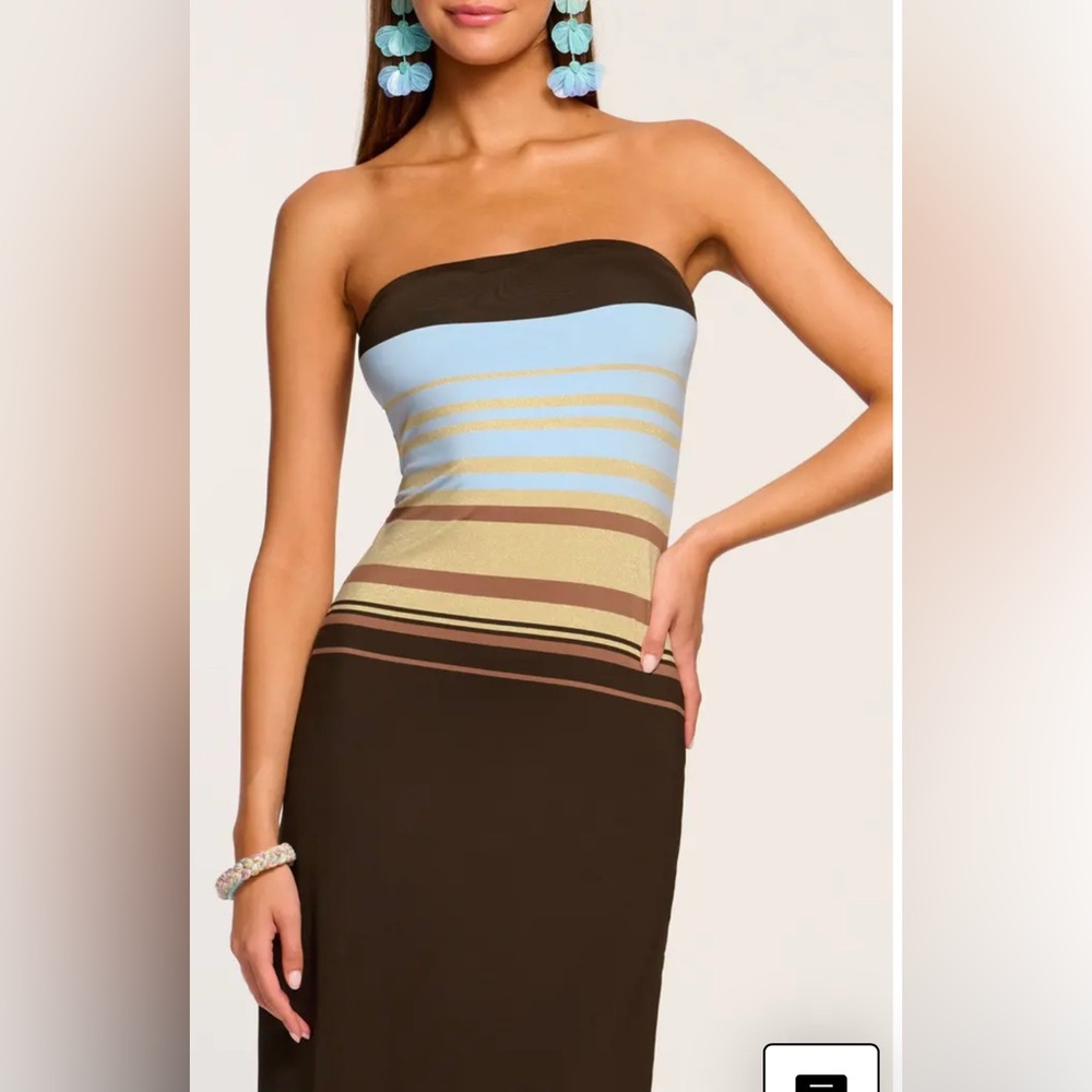 Metallic Stripe Strapless Cover-Up Dress new with tags